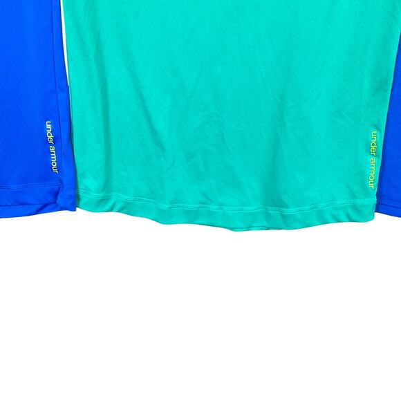 UNDER ARMOUR Women Heat Gear Shirt Tee 3 pc LOT Sm Blue Green Workout Athleisure - Picture 2 of 10